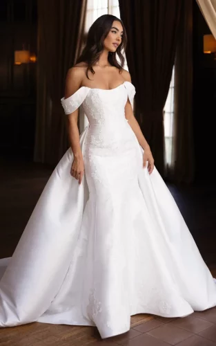 Essense of Australia D4493 | Trouwjurk met Afneembare Overskirt