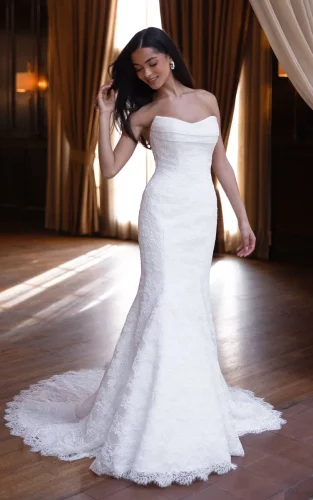 Essense of Australia D4522 | Romantische Fit & Flare Trouwjurk met Kant