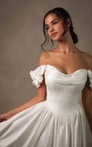 Essense of Australia D4568 trouwjurk – off-the-shoulder jurk met basque taille