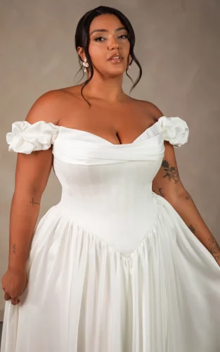 Essense of Australia D4568 trouwjurk – off-the-shoulder jurk met basque taille