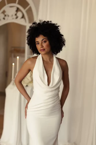 MWL Bride Palmer Crepe | Minimalistische Halter Trouwjurk met Lage Rug