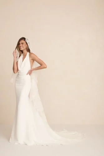 MWL Bride Palmer Crepe | Minimalistische Halter Trouwjurk met Lage Rug