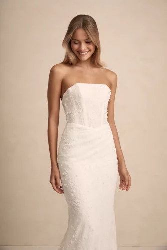MWL Bride Haven trouwjurk van beaded Chantilly kant met eyelash details en elegante rug