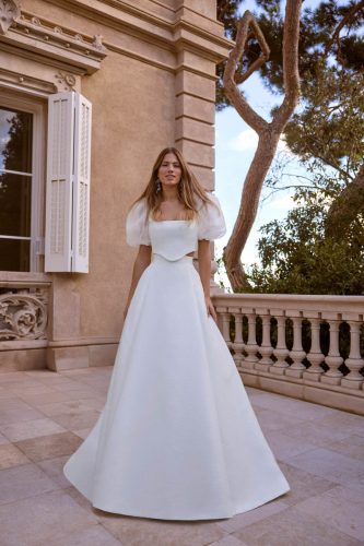Jesus Peiró 2714 trouwjurk – moderne bridal two-piece met corset top en volumineuze rok