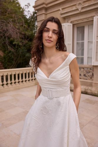 Jesús Peiró 2762 | Jacquard Off-Shoulder A-lijn Trouwjurk | Look of Love