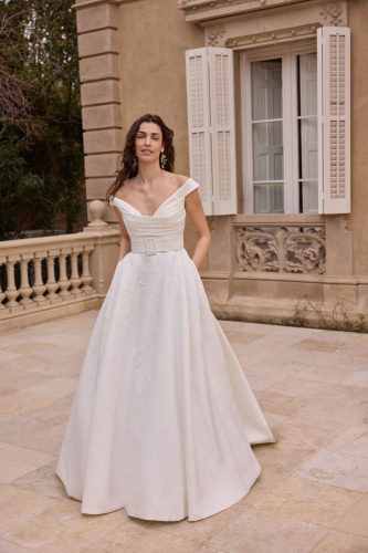 Jesús Peiró 2762 | Jacquard Off-Shoulder A-lijn Trouwjurk | Look of Love