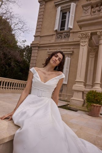 Jesús Peiró 2762 | Jacquard Off-Shoulder A-lijn Trouwjurk | Look of Love